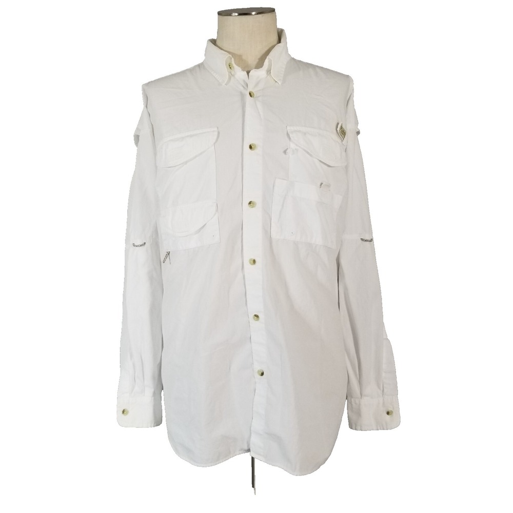 Columbia PFG shirt men's XL extra large white cotton long sleeve Outdoor fishing
